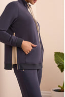 Tribal Ladies Sapphire LS Mock Neck Cardigan