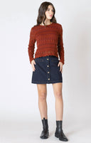 Dex Ladies Burnt Orange Scallop Hem Crochet Top