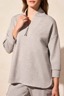 Tribal Ladies Light Grey Mix 3/4 Sleeve Top w/Zipper
