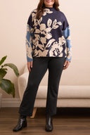 Tribal Ladies Sapphire Size Inclusive LS Funnel Neck Sweater