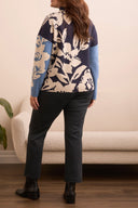 Tribal Ladies Sapphire Size Inclusive LS Funnel Neck Sweater
