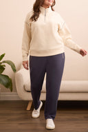 Tribal Ladies Moonstone Size Inclusive LS Zip Funnel Neck Top