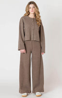 Dex/Room 34 Ladies Mocha Heather Wide Leg Ribbed Pant