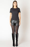 Dex Ladies Black Embellished Ribbed Top