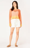 Dex Ladies Orange Sunset LS Crochet Sweater