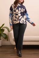 Tribal Ladies Sapphire Size Inclusive LS Funnel Neck Sweater