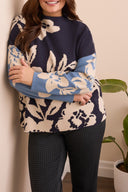 Tribal Ladies Sapphire Size Inclusive LS Funnel Neck Sweater