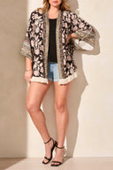 Tribal Ladies Black Lined Embellished Soft Jacket