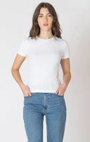 Dex Ladies White Basic Ribbed Tshirt