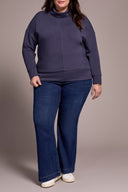 Tribal Ladies Sapphire Size Inclusive LS Funnel Neck Top