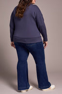 Tribal Ladies Sapphire Size Inclusive LS Funnel Neck Top