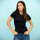 RD Style Ladies Black Roxi 23 SS Round Neck Tshirt