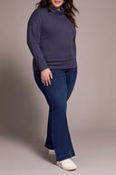 Tribal Ladies Sapphire Size Inclusive LS Funnel Neck Top