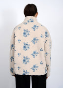 RD Style Ladies Cream Blue Poppy LS Mock Neck Anorak Jacket