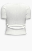 Levi Ladies White SS Britt Snap Front Top