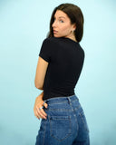 RD Style Ladies Black Roxi 23 SS Round Neck Tshirt