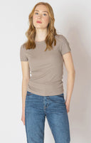 Dex Ladies Almond Basic Ribbed Tshirt