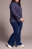 Tribal Ladies Sapphire Size Inclusive LS Funnel Neck Top