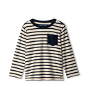 Hatley Boys Black and Cream Striped LS Bamboo Tshirt