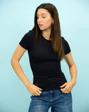 RD Style Ladies Black Roxi 23 SS Round Neck Tshirt