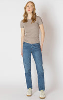 Dex Ladies Almond Basic Ribbed Tshirt