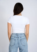 RD Style Ladies White  Roxi 23 SS Round Neck Tshirt