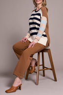 Tribal Ladies Sapphire LS Boat Neck Sweater