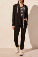 Tribal Ladies Black Ls Mock Neck Cardigan