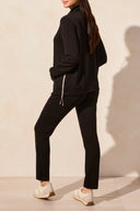 Tribal Ladies Black Ls Mock Neck Cardigan