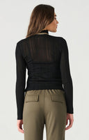 Dex Ladies Black LS Mock Neck Ribbed Top
