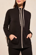 Tribal Ladies Black Ls Mock Neck Cardigan