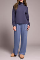 Tribal Ladies Sapphire LS Funnel Neck Top