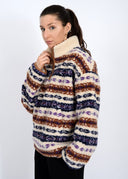 RD Style Ladies Tobacco Alpine Sherpa 1/2 Zip Front Jacket