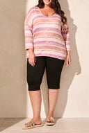 Tribal Ladies Orchid Sky Size Inclusive Combo Print 3/4 Sleeve Top