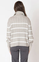Dex Ladies Light Taupe/White Half Zip Cable Sweater