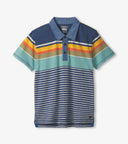 Hatley Boys Ensign Blue Natical Stripe Polo Tshirt