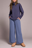 Tribal Ladies Sapphire LS Funnel Neck Top