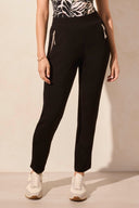 Tribal Ladies Black Pull On Ankle Pant w/Zip Pockets