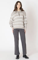 Dex Ladies Light Taupe/White Half Zip Cable Sweater