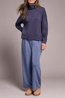 Tribal Ladies Sapphire LS Funnel Neck Top