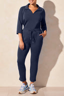 Tribal Ladies Jet Blue Pull On Capri w/Side Slits