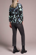 Tribal Ladies Mint 3/4 Sleeve Crew Neck Sweater