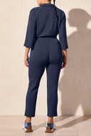 Tribal Ladies Jet Blue Pull On Capri w/Side Slits