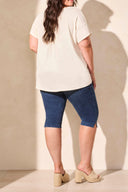 Tribal Ladies Ecru Size Inclusive SS Drop Shoulder w/Placement Print