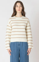 Dex Ladies Cream/Sand Stripe Ottoman Stripe Sweater