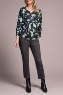 Tribal Ladies Mint 3/4 Sleeve Crew Neck Sweater