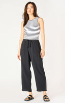 Dex Ladies White/Black Stripe Ribbed Tank