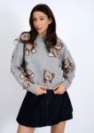 Rd Style Ladies Grey Annarosa LS Crewneck Pullover