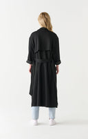 Dex Ladies Black Double Breasted Knit Trench