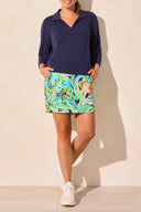 Tribal Ladies Jet Blue 3/4 Sleeve Henley Top w/Side Slits